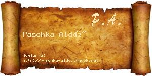 Paschka Aldó névjegykártya
